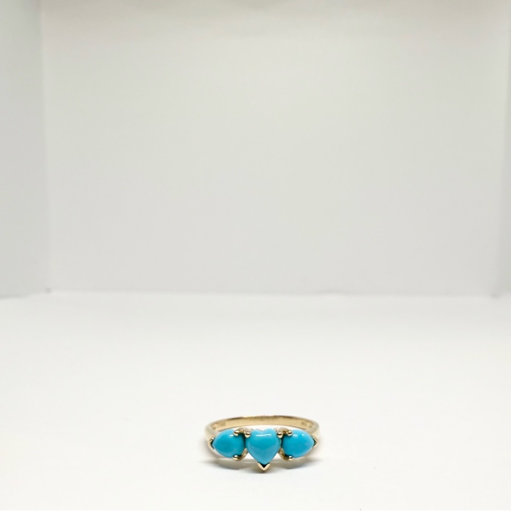 NEW Solid 10K Gold Natural Turquoise Ring - Picture 3 of 6